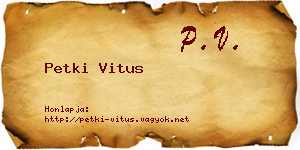Petki Vitus névjegykártya